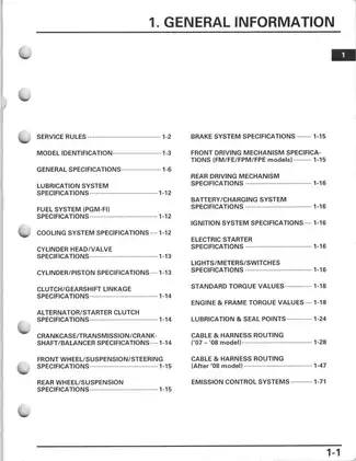 2007-2011 Honda Rancher 420, TRX420 ATV service manual Preview image 5