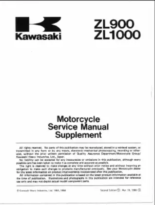 Kawasaki ZL900 & ZL1000 Motorcycle Service Manual Supplement Preview image 4