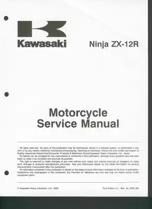 Kawasaki Ninja ZX-12R Motorcycle Service Manual (2000 Edition) Preview image 2