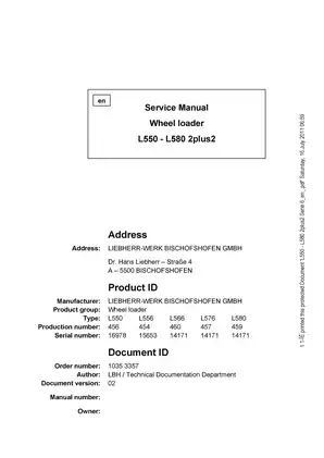 Liebherr L550, L556, L566, L576, L580, 2PLUS2 wheel loader service manual Preview image 3