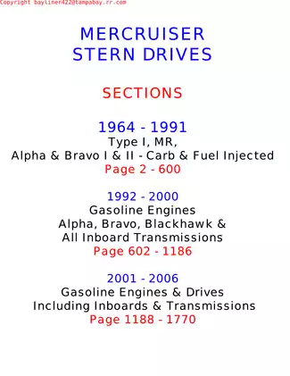 1964-2006 Mercruiser Stern Drive Type 1, Alpha/MR and Bravo I and II units service manual