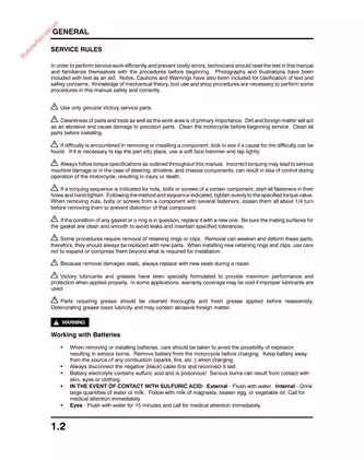 2002-2004 Polaris Victory Touring, Classic Cruiser service manual Preview image 5