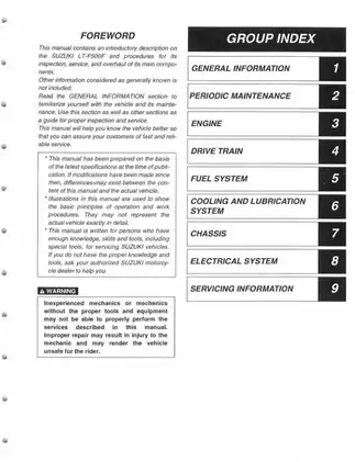 2003-2007 Suzuki Vinson 500, LT-F500F 4x4 service manual Preview image 3