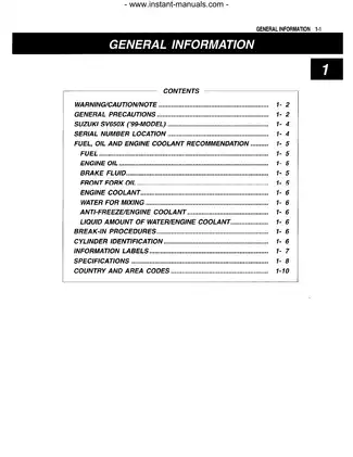 1999-2002 Suzuki SV 650 repair and service manual Preview image 3