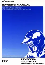 2007 Honda TRX500FA FourTrax Foreman Rubicon Owner's Manual (P/N 61KPR00) – preview page 1