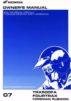 Honda TRX500FA FourTrax Foreman Rubicon Owner’s Manual (2005)