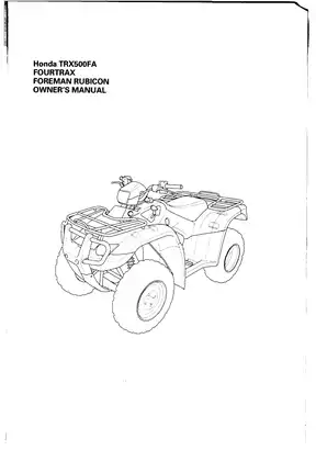 2007 Honda Foreman Rubicon TRX500FA Fourtrax Foreman Rubicon owners manual Preview image 2