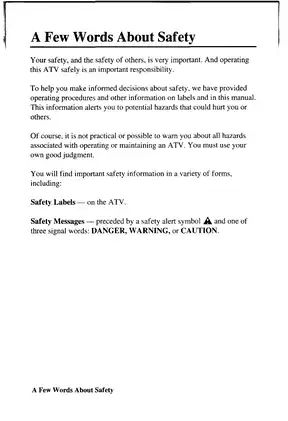 Honda TRX500FA FourTrax Foreman Rubicon Owner’s Manual (2005) Preview image 5