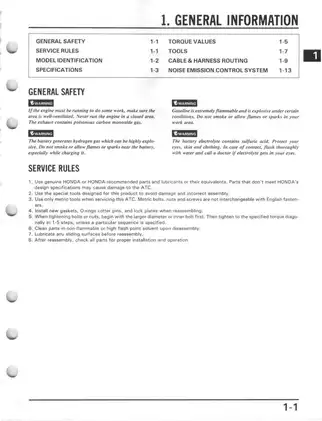 1986-1987 Honda ATC125M 3-wheeler service manual Preview image 4