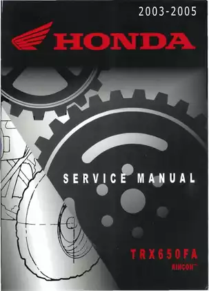Honda TRX650FA 2003-2005 Service Manual - Maintenance and Repair Guide