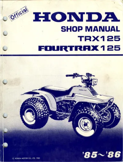 Preview: 1985–1986 Honda TRX125 Fourtrax Service Manual (P/N 61VM601)