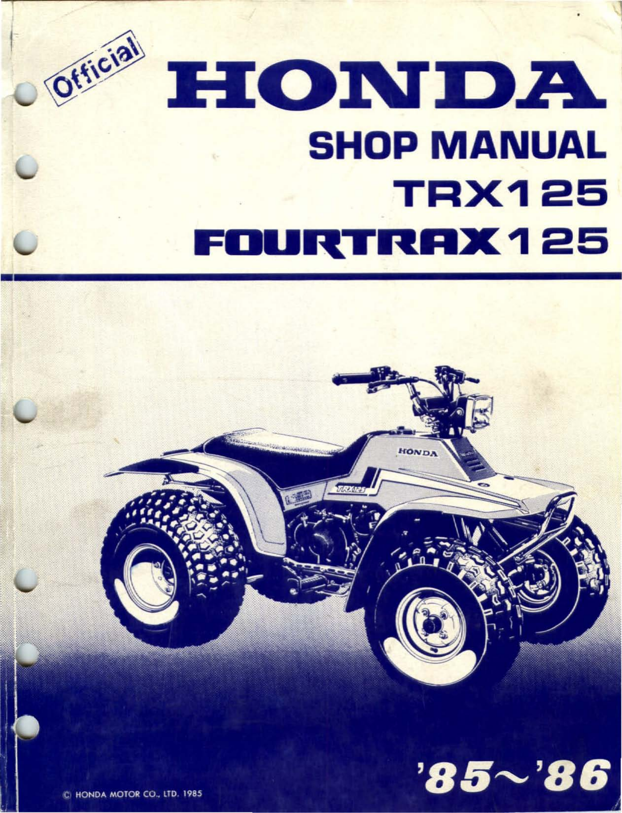 1985-1986 Honda TRX125 FourTrax ATV service manual Preview image 1