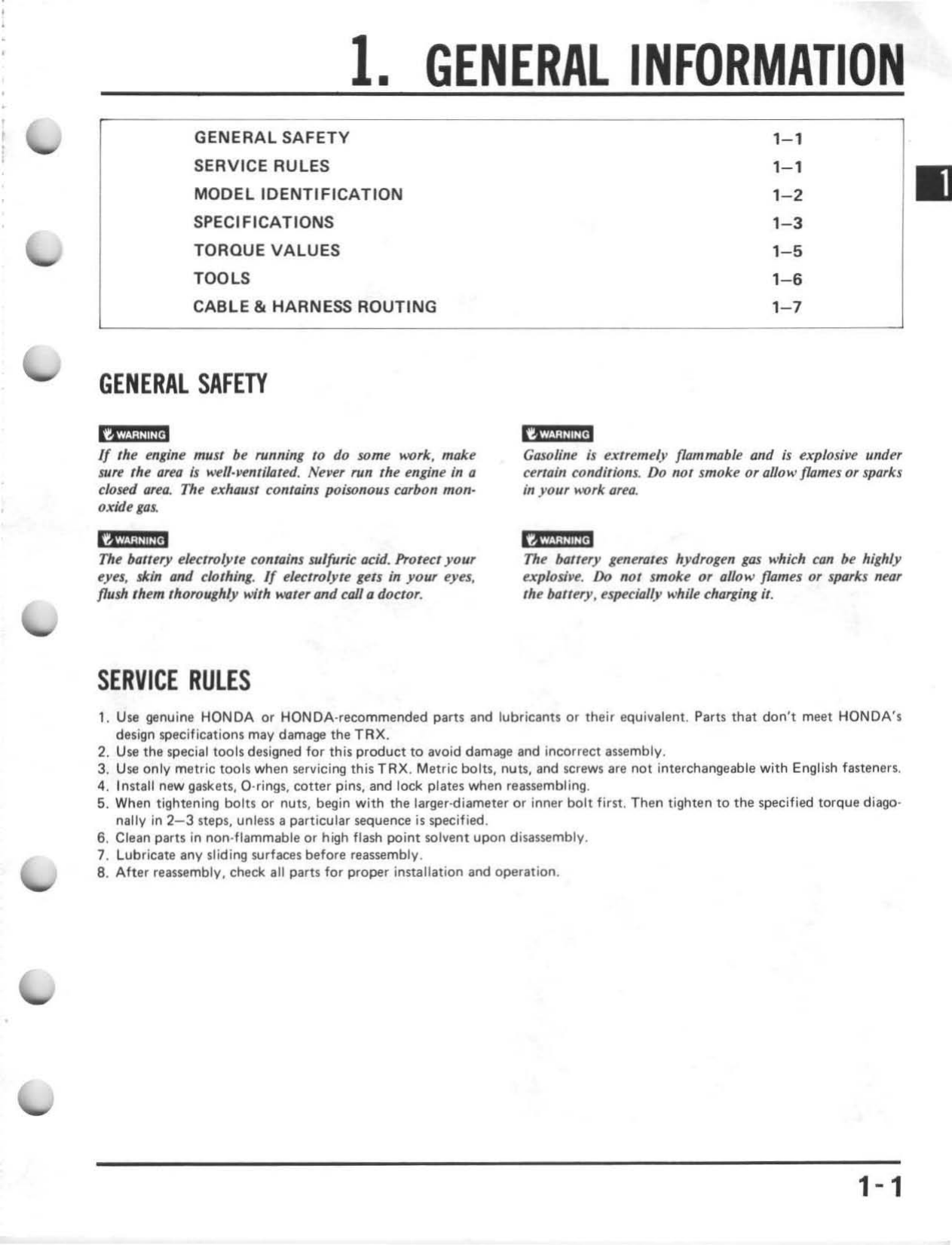1985-1986 Honda TRX125 FourTrax ATV service manual Preview image 4