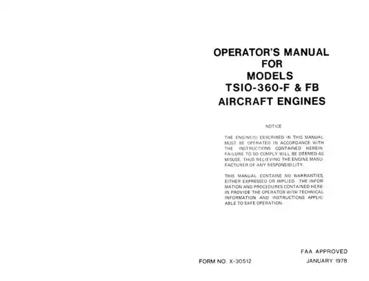 Teledyne Continental TSIO-360-F & FB Aircraft Engine Operator's Manual Preview image 2