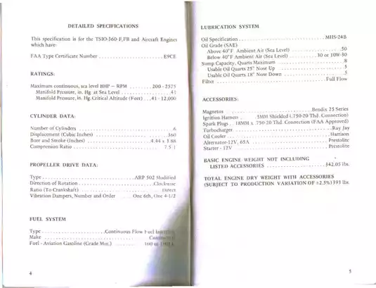 Teledyne Continental TSIO-360-F & FB Aircraft Engine Operator's Manual Preview image 5