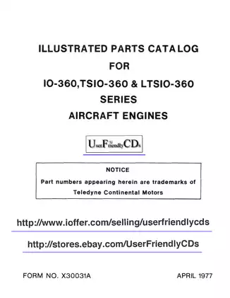 Teledyne Continental 10-360, TSIO-360 & LTSIO-360 Aircraft Engine Illustrated Parts Catalog