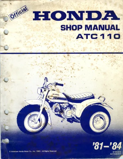 Preview: Honda ATC 110 Three-Wheeler 1981–1984  Shop Manual (P/N 6194303 / 07702-0010000)