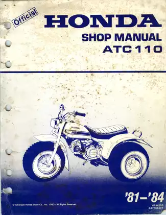 2023 Honda ATC 110 Motorcycle Shop Manual (1982-1984 Models)