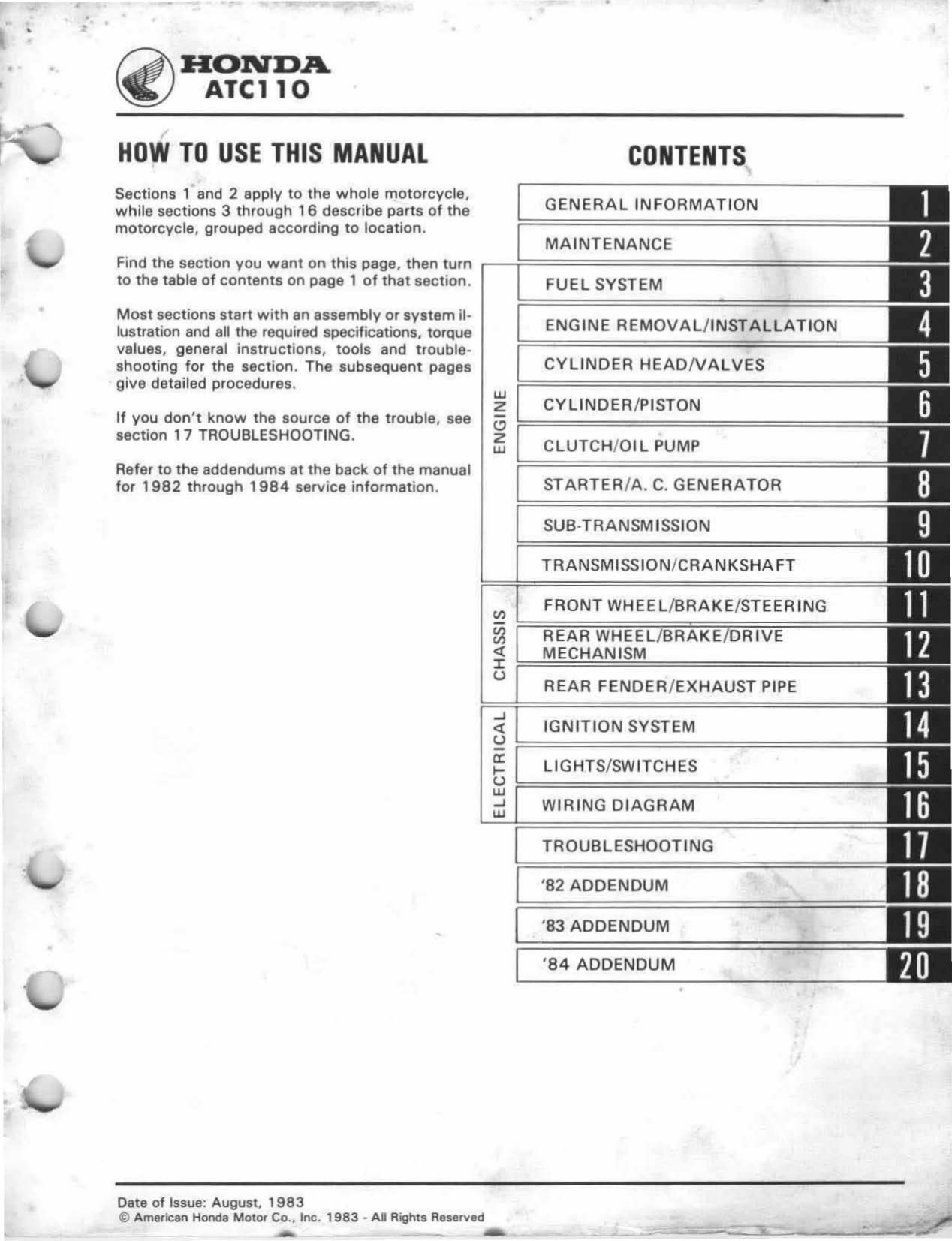 1981-1984 Honda ATC110 manual Preview image 3
