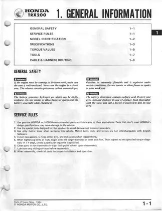 Honda TRX200 Comprehensive Service Manual Preview image 4