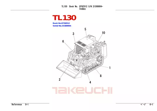 2000 to 2009 Takeuchi TL130 crawler loader parts list
