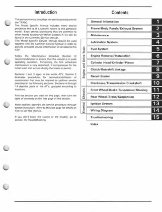 Honda TRX90 1993-2005 Service Manual - Complete Guide for Maintenance and Repair Preview image 3