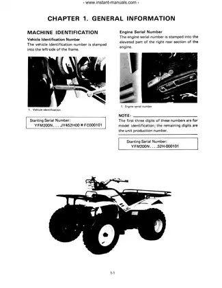 1985-1989 Yamaha YFM 200, YFM 200N-S, YFM 200DX Moto-4 repair manual Preview image 3