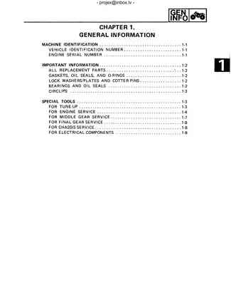Yamaha Comprehensive Vehicle Service Manual Preview image 3
