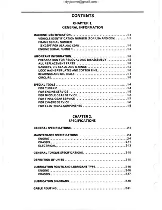 Comprehensive Yamaha YFM250W Service Manual (2000-Current) Preview image 3