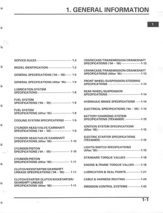 2004-2012 Honda TRX450/ER, TRX450R/ER ATV repair manual Preview image 5