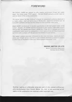 Suzuki GN250 Motorcycle Service Manual - Expert Maintenance Guide Preview image 2