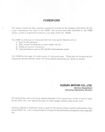 Suzuki FA50 Comprehensive Service Manual for Efficient Motorcycle Maintenance Preview image 2