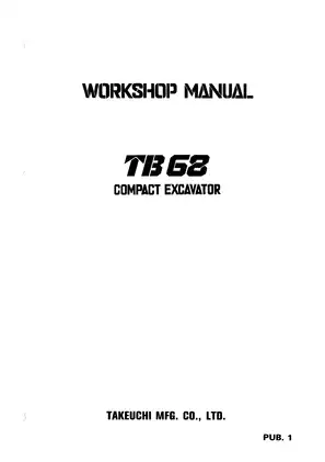 Takeuchi TB68 compact excavator workshop manual Preview image 1