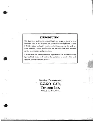 1970-1990 E-Z-GO GX440, GX444 golf cart repair manual