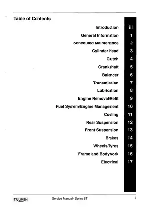 Triumph Sprint ST Motorcycle Service Manual - Complete Repair & Maintenance Guide (2005) Preview image 3
