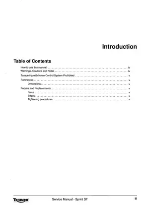 Triumph Sprint ST Motorcycle Service Manual - Complete Repair & Maintenance Guide (2005) Preview image 5