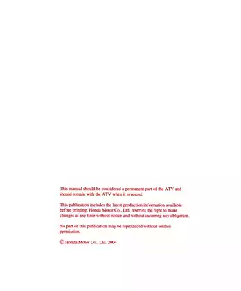 Honda TRX350TM FourTrax 350 Owner’s Manual (2005) - Complete Guide to Off-Road Riding and Maintenance Preview image 2