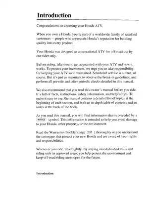 Honda TRX350TM FourTrax 350 Owner’s Manual (2005) - Complete Guide to Off-Road Riding and Maintenance Preview image 4