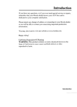 Honda TRX350TM FourTrax 350 Owner’s Manual (2005) - Complete Guide to Off-Road Riding and Maintenance Preview image 5