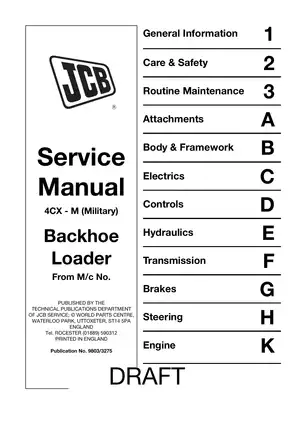JCB 4CX backhoe loader service manual Preview image 1