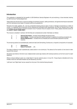 JCB 4CX Backhoe Loader Service Manual (Publication No. 9803/3275) Preview image 2