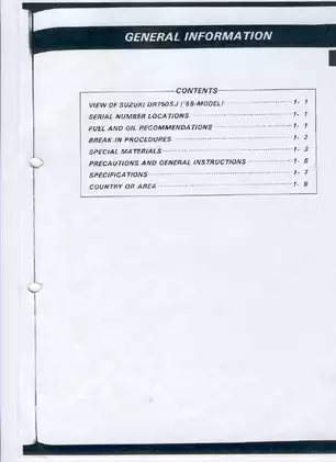 Suzuki DR750SJ Service Manual ('88 Model)
