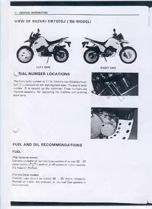 Suzuki DR750SJ Service Manual ('88 Model) Preview image 2