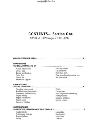 Yamaha XV700-VX1100 Complete Service Manual (1981-1999) Preview image 4