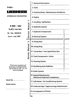 Liebherr R 900, R 902, R 912, R 922, R 932, R 942 Litronic hydraulic excavator manual Preview image 1