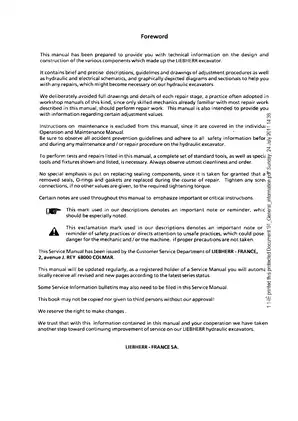 Liebherr R900/R942 Hydraulic Excavator Service Manual - Comprehensive Guide for Maintenance Preview image 3