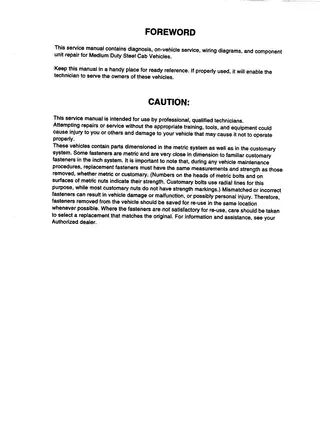 Isuzu NPR/W4 Forward Truck Service Manual (V8 Gasoline Engine, 1997) Preview image 2