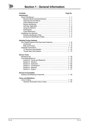 JCB 506C, 506C, HL 508C Telescopic Handler service manual