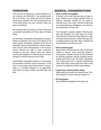 Suzuki RM-Z250 2007 Owner’s Service Manual - Comprehensive Guide for Maintenance and Repairs Preview image 3