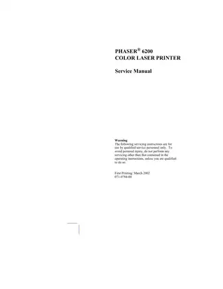 Xerox Phaser 6200 Color Laser Printer Service Manual Preview image 3